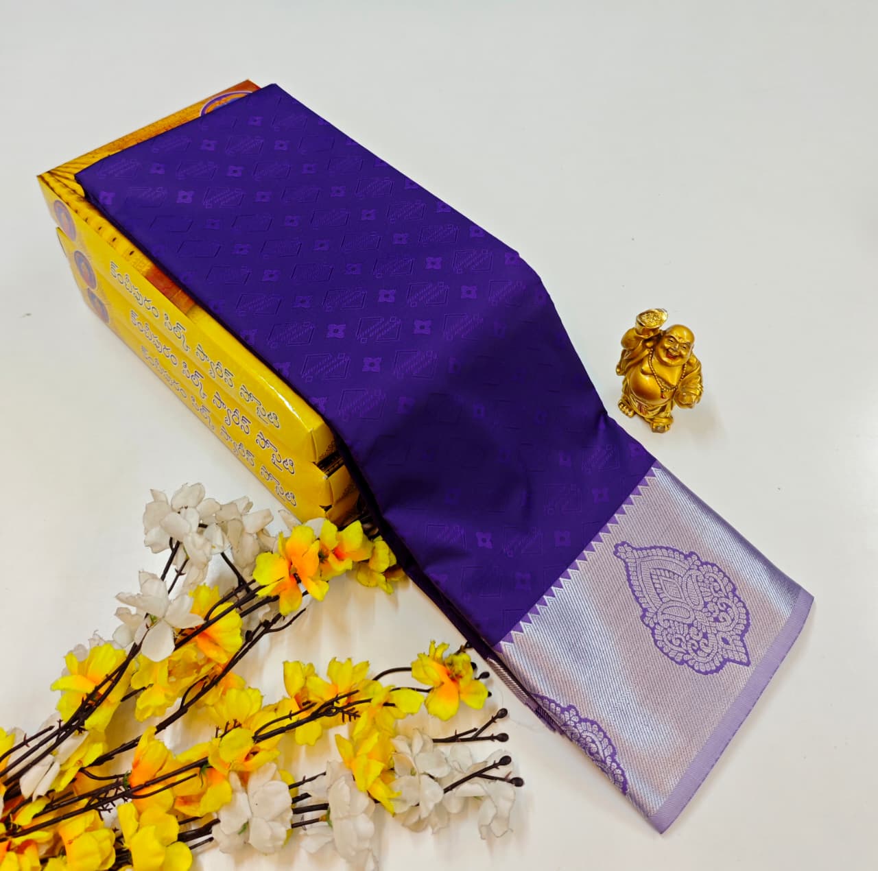 Royal Purple Bridal Soft Silk Saree with Elegant Traditional Weaving